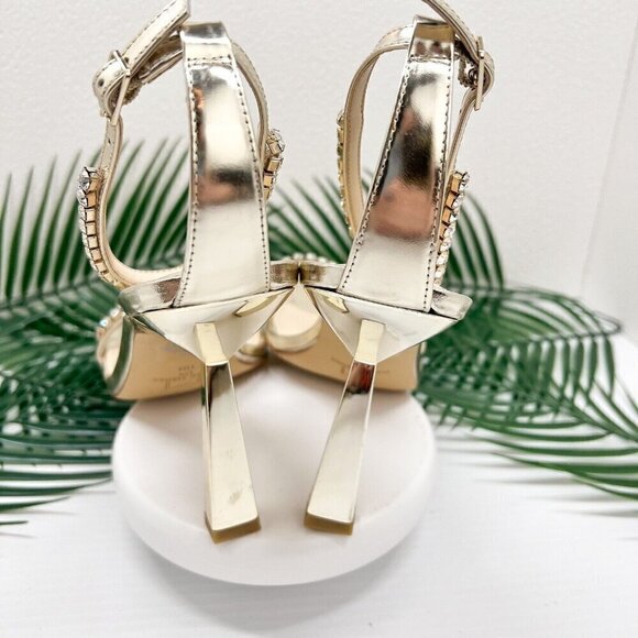 Marc Fisher Women's Karima Ankle Strap Sandals Size 11M Gold Metallic Rhinestone - Picture 6 of 11